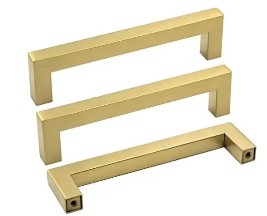 types of kitchen handles: Pulls Brushed Brass Handles